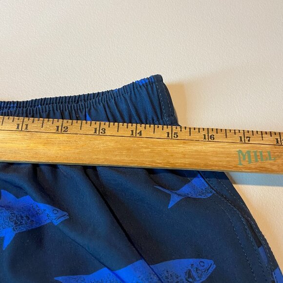 Seastate Men M Swim Trunk Mesh Lined Fish Print Navy Blue 5" Inseam Beach Pool - Picture 6 of 9